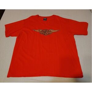 Harley Davidson Cycles Orange Eagle Graphic T Shirt Mens XXL Y2K JJ‎